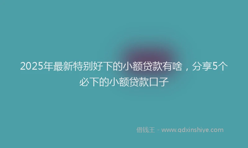 2025年最新特别好下的小额贷款有啥，分享5个必下的小额贷款口子