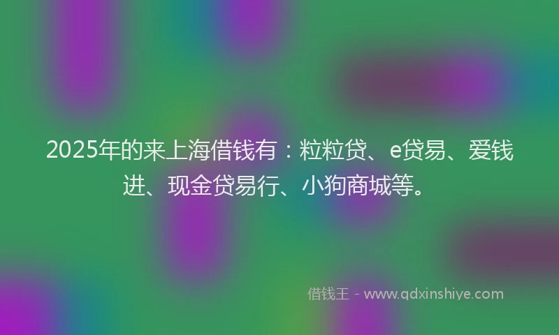 2025年的来上海借钱有：粒粒贷、e贷易、爱钱进、现金贷易行、小狗商城等。