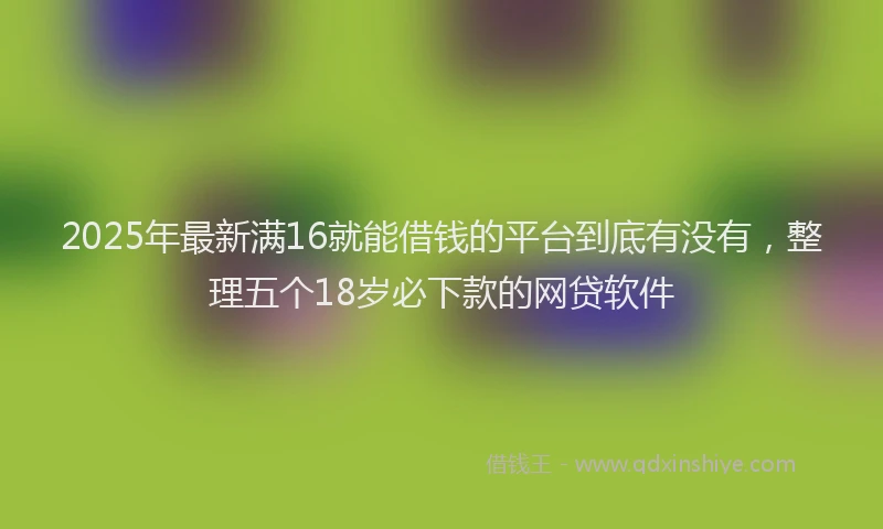 2025年最新满16就能借钱的平台到底有没有，整理五个18岁必下款的网贷软件