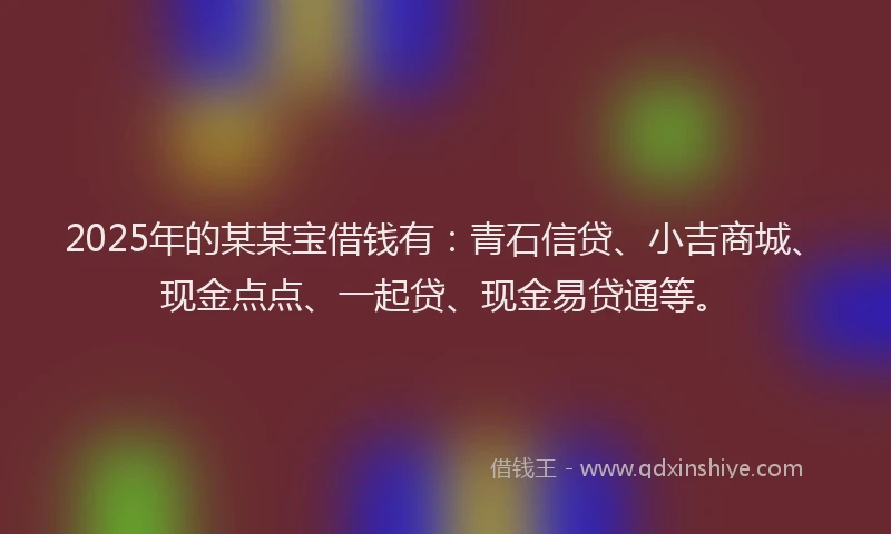 2025年的某某宝借钱有：青石信贷、小吉商城、现金点点、一起贷、现金易贷通等。