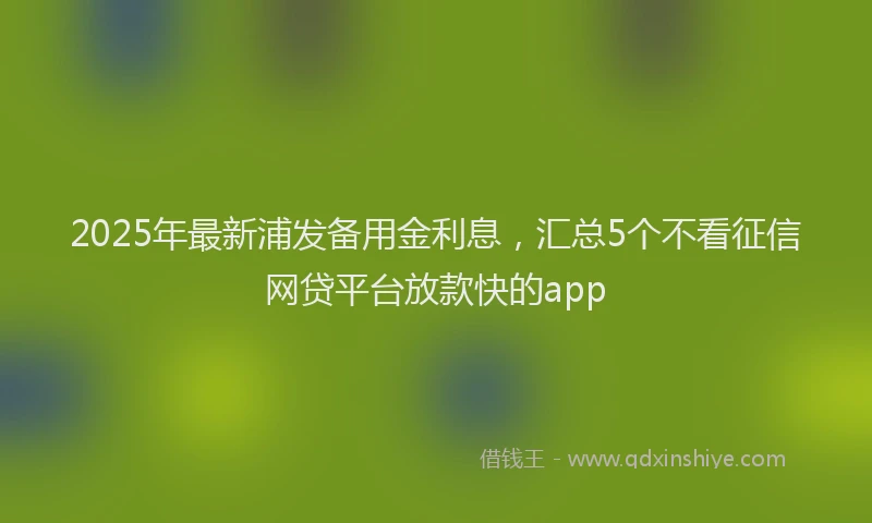 2025年最新浦发备用金利息，汇总5个不看征信网贷平台放款快的app
