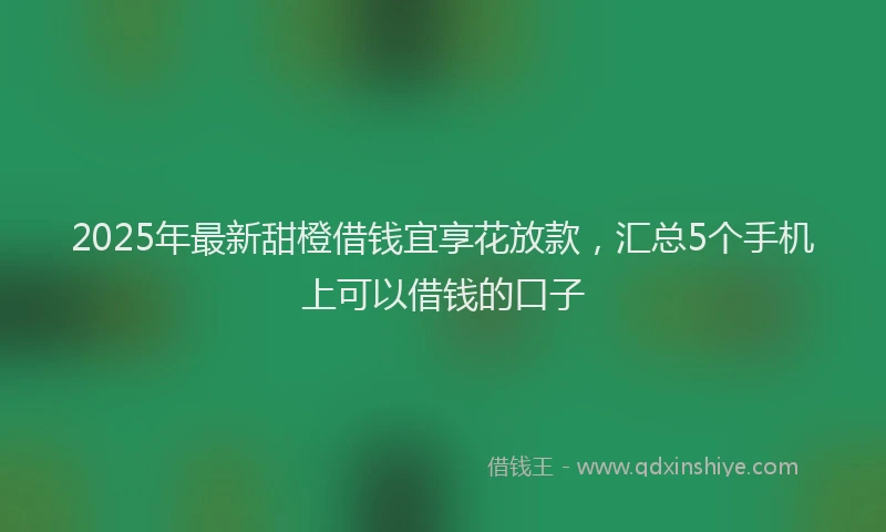 2025年最新甜橙借钱宜享花放款，汇总5个手机上可以借钱的口子