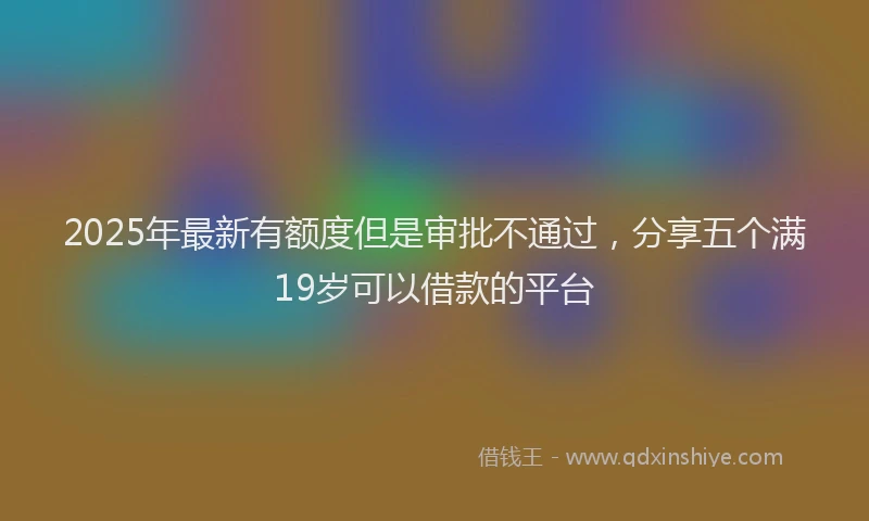 2025年最新有额度但是审批不通过，分享五个满19岁可以借款的平台