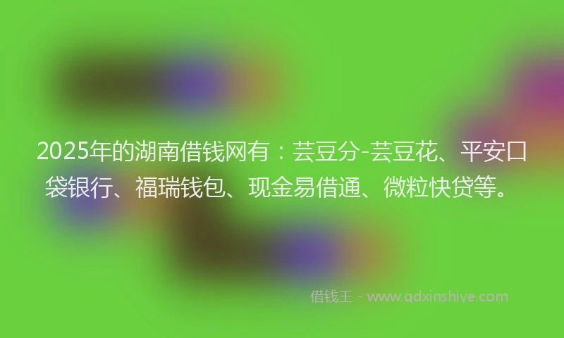 2025年的湖南借钱网有：芸豆分-芸豆花、平安口袋银行、福瑞钱包、现金易借通、微粒快贷等。