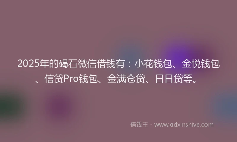2025年的碣石微信借钱有：小花钱包、金悦钱包、信贷Pro钱包、金满仓贷、日日贷等。