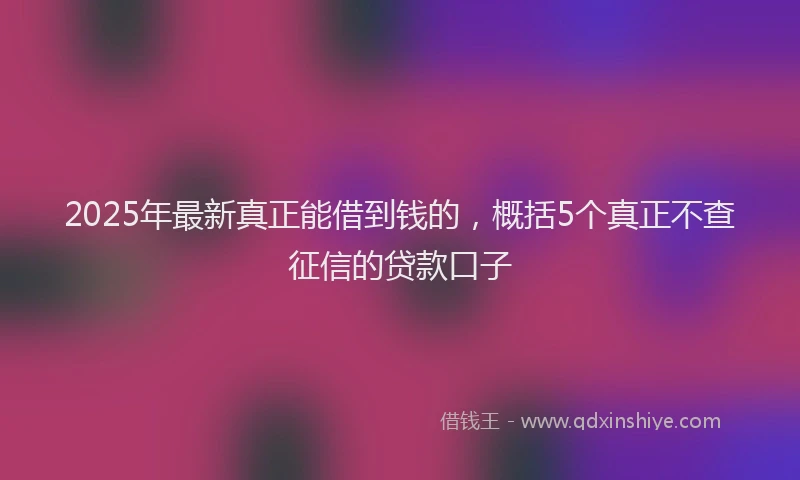 2025年最新真正能借到钱的，概括5个真正不查征信的贷款口子