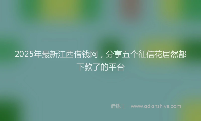 2025年最新江西借钱网，分享五个征信花居然都下款了的平台
