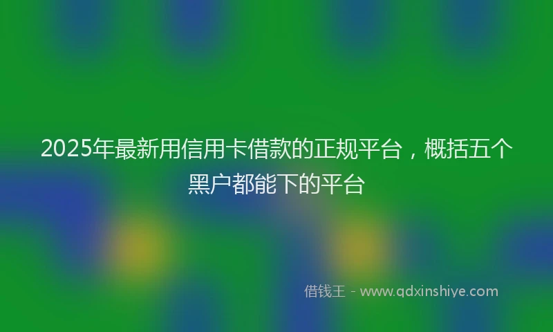 2025年最新用信用卡借款的正规平台，概括五个黑户都能下的平台