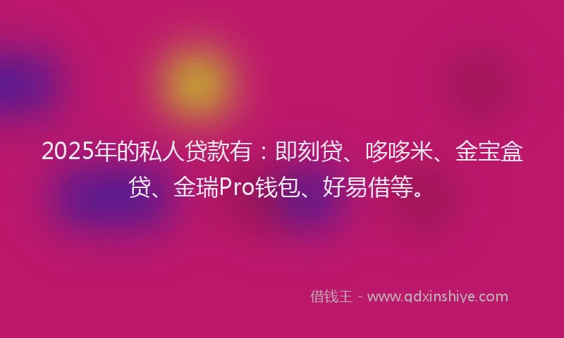 2025年的私人贷款有：即刻贷、哆哆米、金宝盒贷、金瑞Pro钱包、好易借等。