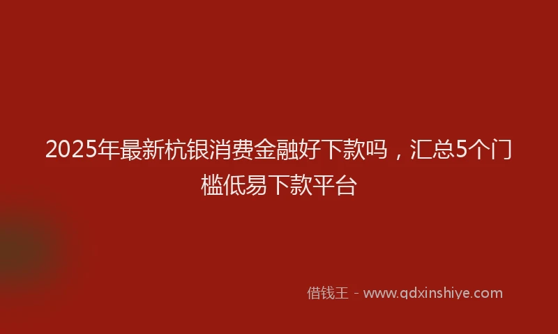 2025年最新杭银消费金融好下款吗，汇总5个门槛低易下款平台
