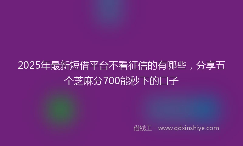 2025年最新短借平台不看征信的有哪些，分享五个芝麻分700能秒下的口子