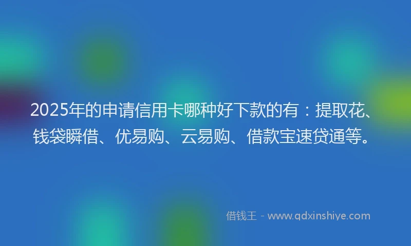 2025年的申请信用卡哪种好下款的有：提取花、钱袋瞬借、优易购、云易购、借款宝速贷通等。
