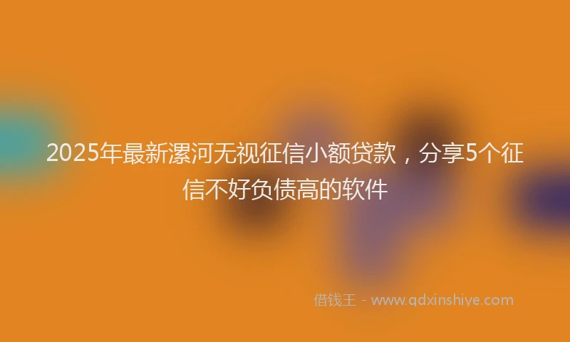 2025年最新漯河无视征信小额贷款，分享5个征信不好负债高的软件