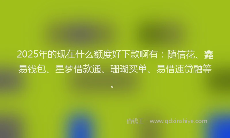 2025年的现在什么额度好下款啊有：随信花、鑫易钱包、星梦借款通、珊瑚买单、易借速贷融等。