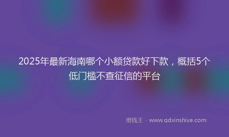 2025年最新海南哪个小额贷款好下款，概括5个低门槛不查征信的平台