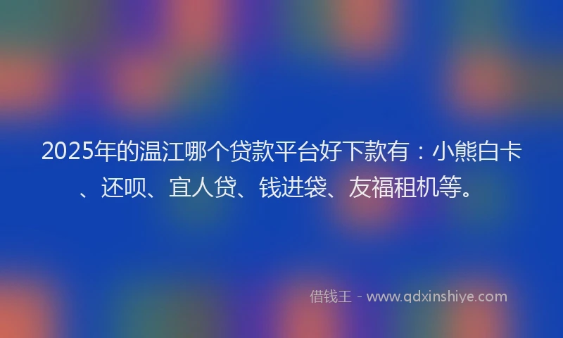 2025年的温江哪个贷款平台好下款有：小熊白卡、还呗、宜人贷、钱进袋、友福租机等。