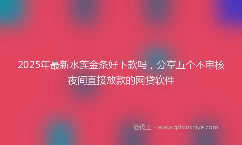 2025年最新水莲金条好下款吗，分享五个不审核夜间直接放款的网贷软件