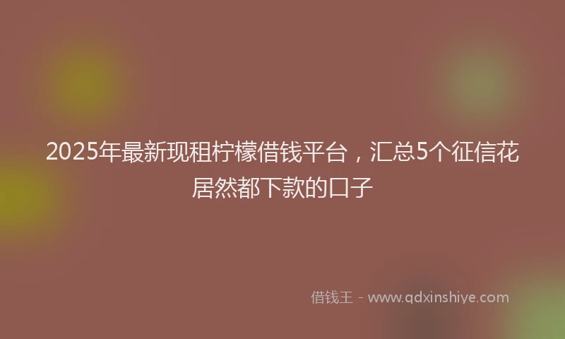 2025年最新现租柠檬借钱平台，汇总5个征信花居然都下款的口子