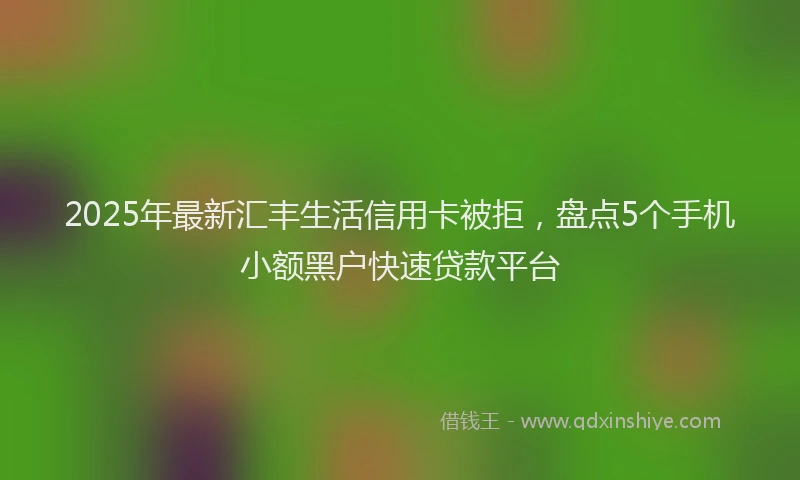 2025年最新汇丰生活信用卡被拒，盘点5个手机小额黑户快速贷款平台