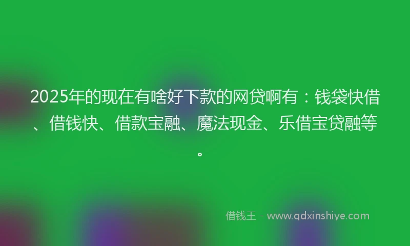 2025年的现在有啥好下款的网贷啊有：钱袋快借、借钱快、借款宝融、魔法现金、乐借宝贷融等。
