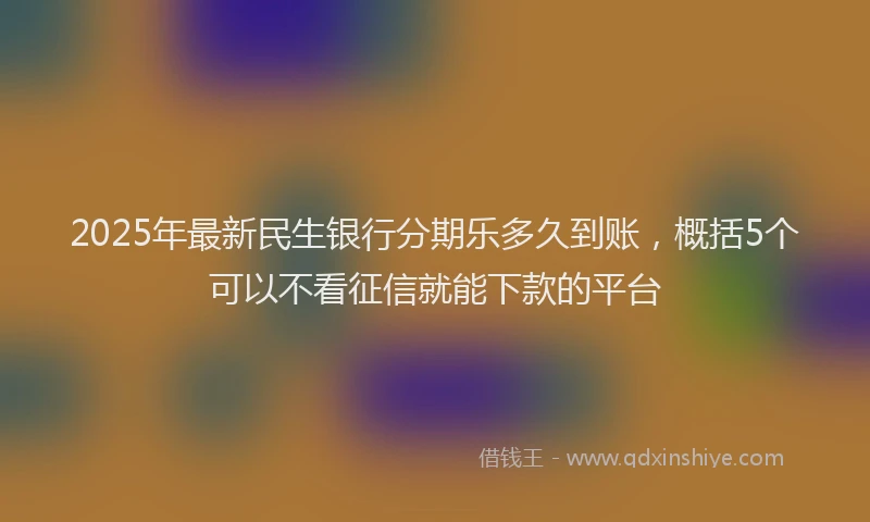 2025年最新民生银行分期乐多久到账，概括5个可以不看征信就能下款的平台