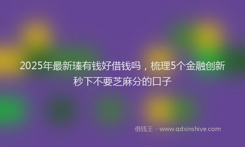 2025年最新瑧有钱好借钱吗，梳理5个金融创新秒下不要芝麻分的口子