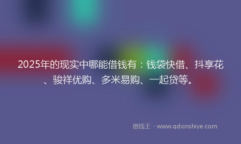 2025年的现实中哪能借钱有：钱袋快借、抖享花、骏祥优购、多米易购、一起贷等。