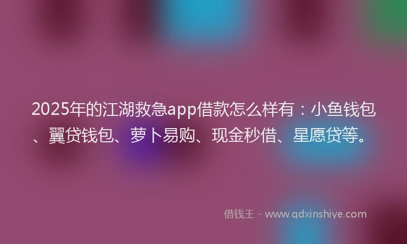 2025年的江湖救急app借款怎么样有：小鱼钱包、翼贷钱包、萝卜易购、现金秒借、星愿贷等。