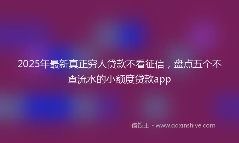 2025年最新真正穷人贷款不看征信，盘点五个不查流水的小额度贷款app