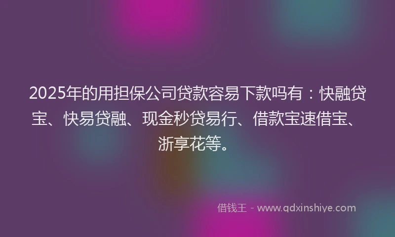 2025年的用担保公司贷款容易下款吗有：快融贷宝、快易贷融、现金秒贷易行、借款宝速借宝、浙享花等。