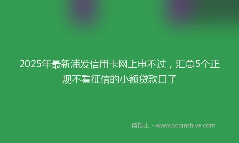 2025年最新浦发信用卡网上申不过，汇总5个正规不看征信的小额贷款口子