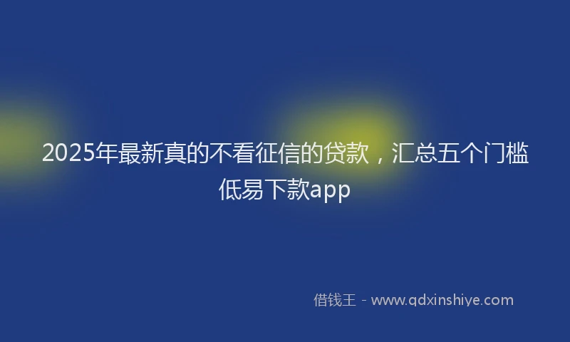 2025年最新真的不看征信的贷款，汇总五个门槛低易下款app