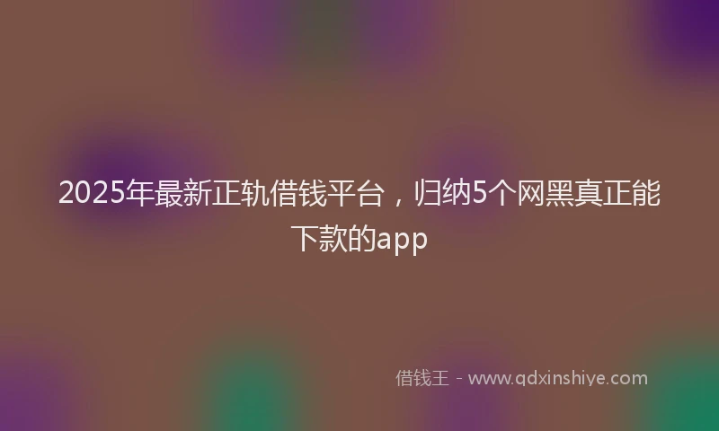 2025年最新正轨借钱平台，归纳5个网黑真正能下款的app