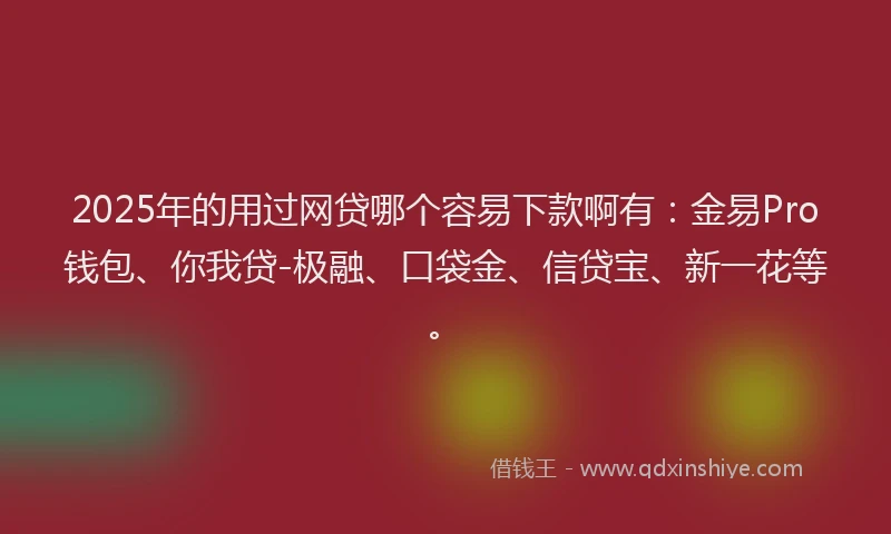 2025年的用过网贷哪个容易下款啊有：金易Pro钱包、你我贷-极融、口袋金、信贷宝、新一花等。