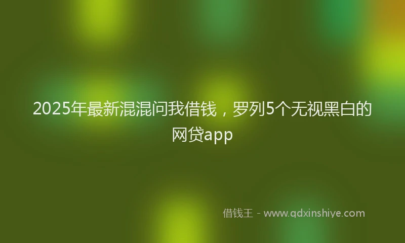 2025年最新混混问我借钱，罗列5个无视黑白的网贷app