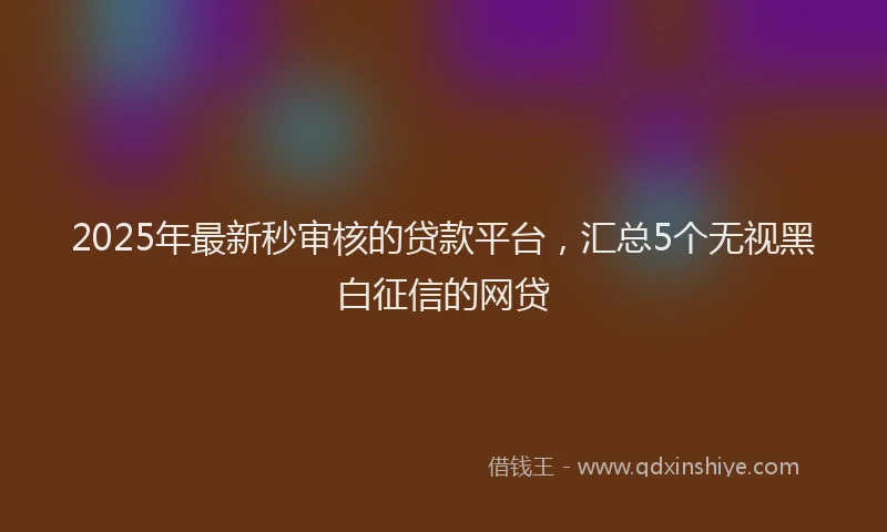 2025年最新秒审核的贷款平台，汇总5个无视黑白征信的网贷