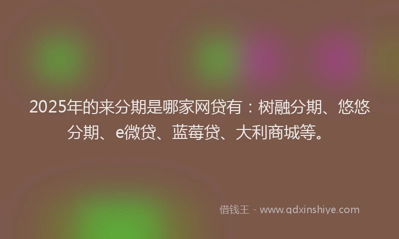 2025年的来分期是哪家网贷有：树融分期、悠悠分期、e微贷、蓝莓贷、大利商城等。