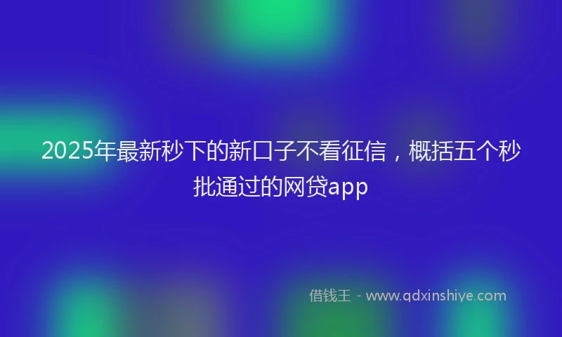 2025年最新秒下的新口子不看征信，概括五个秒批通过的网贷app
