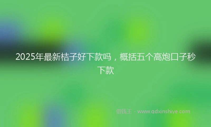 2025年最新桔子好下款吗，概括五个高炮口子秒下款