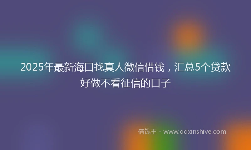2025年最新海口找真人微信借钱，汇总5个贷款好做不看征信的口子