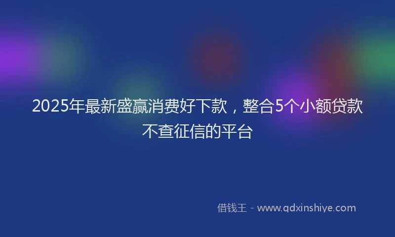2025年最新盛赢消费好下款，整合5个小额贷款不查征信的平台