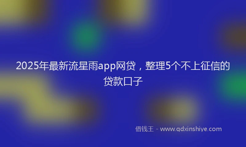 2025年最新流星雨app网贷，整理5个不上征信的贷款口子