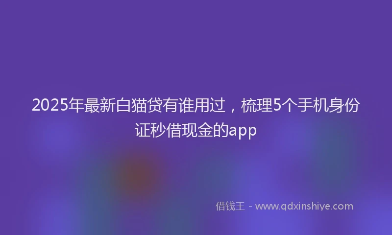 2025年最新白猫贷有谁用过，梳理5个手机身份证秒借现金的app