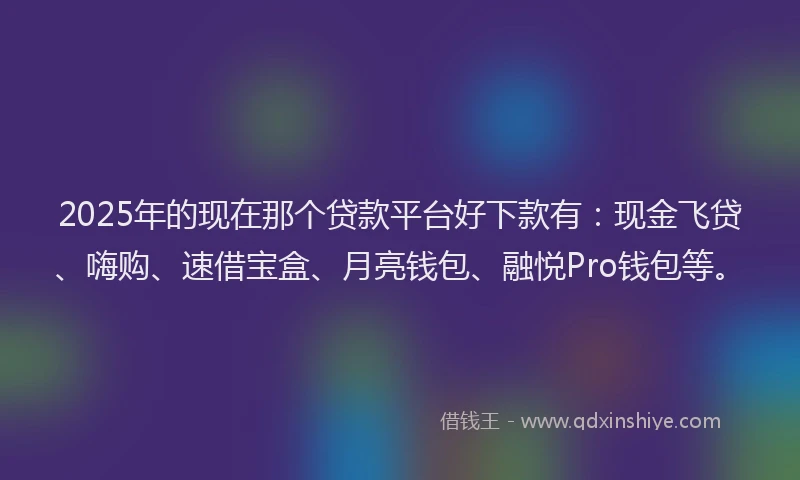 2025年的现在那个贷款平台好下款有：现金飞贷、嗨购、速借宝盒、月亮钱包、融悦Pro钱包等。