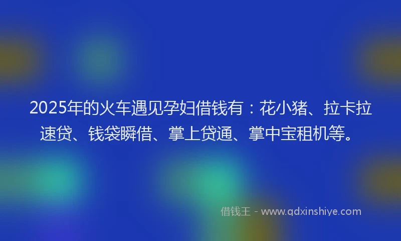2025年的火车遇见孕妇借钱有：花小猪、拉卡拉速贷、钱袋瞬借、掌上贷通、掌中宝租机等。