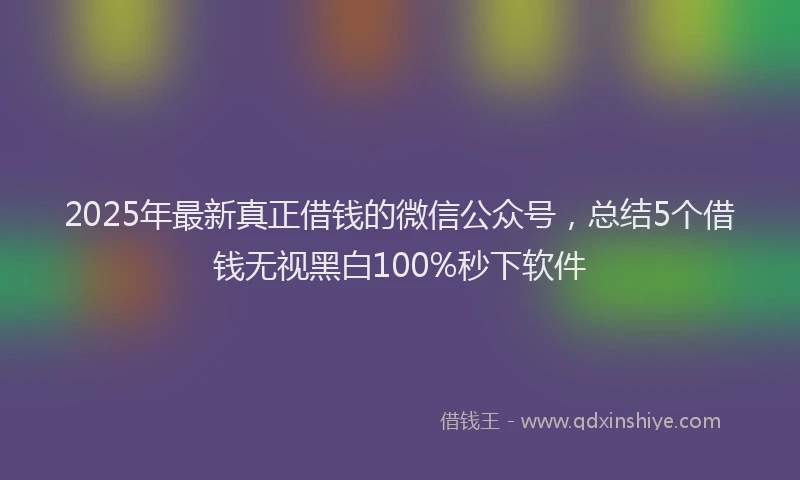 2025年最新真正借钱的微信公众号，总结5个借钱无视黑白100%秒下软件