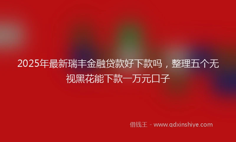2025年最新瑞丰金融贷款好下款吗，整理五个无视黑花能下款一万元口子