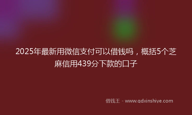 2025年最新用微信支付可以借钱吗，概括5个芝麻信用439分下款的口子