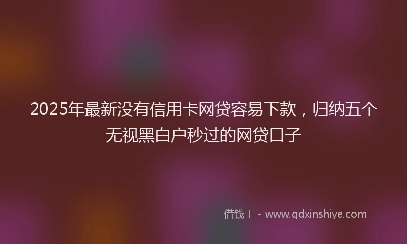 2025年最新没有信用卡网贷容易下款，归纳五个无视黑白户秒过的网贷口子