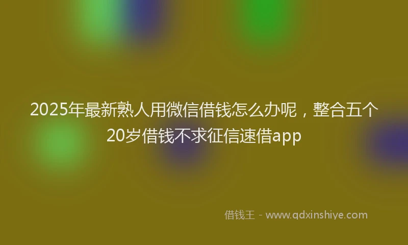 2025年最新熟人用微信借钱怎么办呢，整合五个20岁借钱不求征信速借app